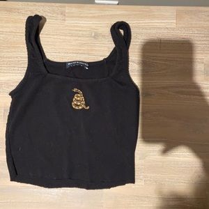 Brandy Melville Crop Snake Embroidery Tank